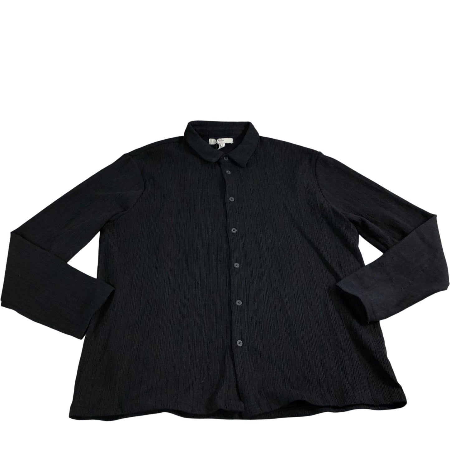 River Island Casual Shirt UK XL Men's Black Striped Long Sleeve Cotton Blend