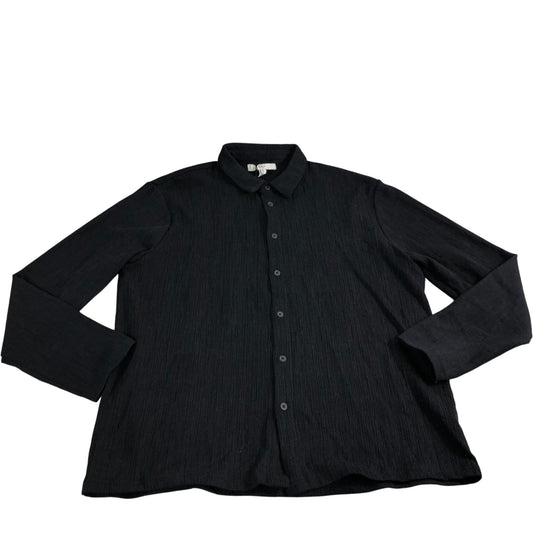 River Island Casual Shirt UK XL Men's Black Striped Long Sleeve Cotton Blend