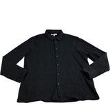 River Island Casual Shirt UK XL Men's Black Striped Long Sleeve Cotton Blend