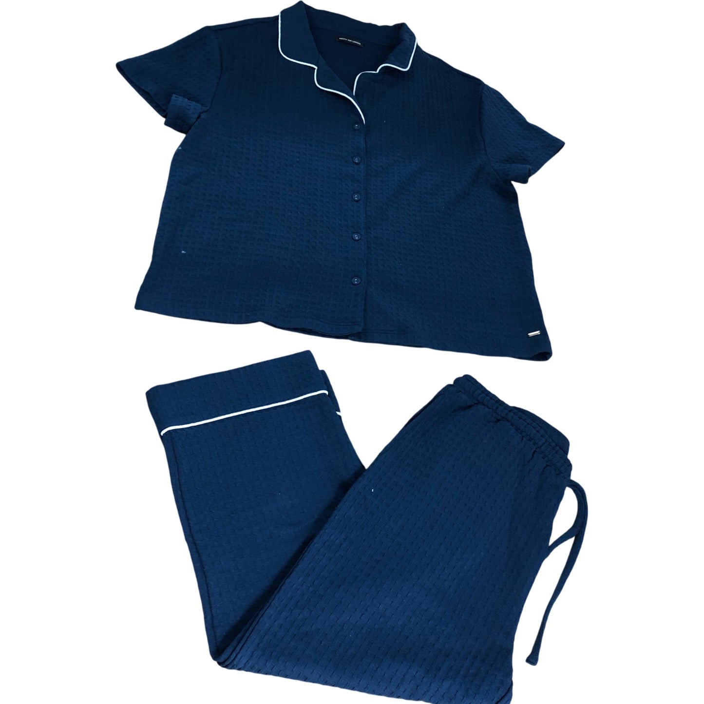 Pretty You London Waffle Pyjama Set UK16-18 Women's Short Sleeves Navy