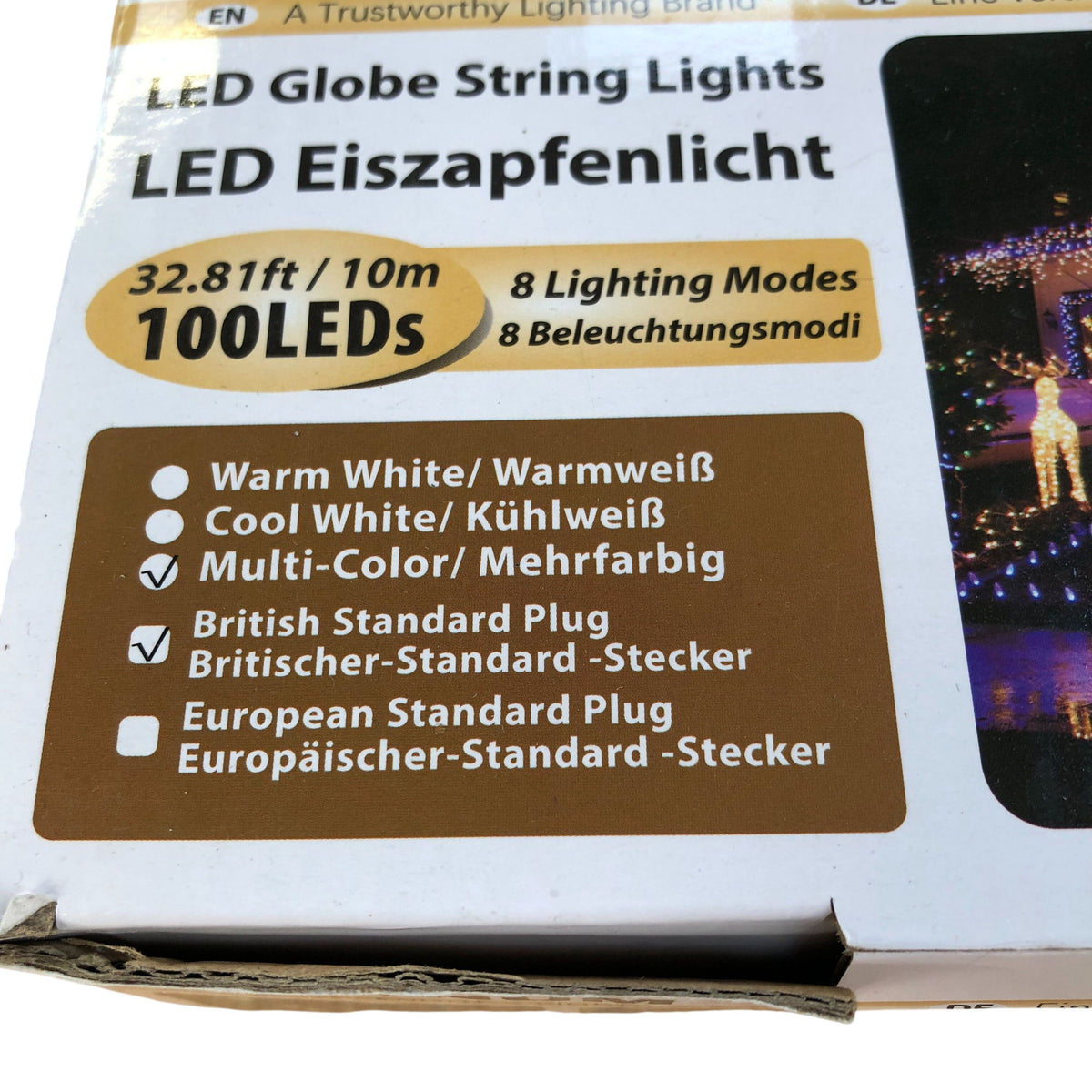 Lightnum LED Globe String Lights 10m 100LEDs Multiple Colour 8 Lighting Modes