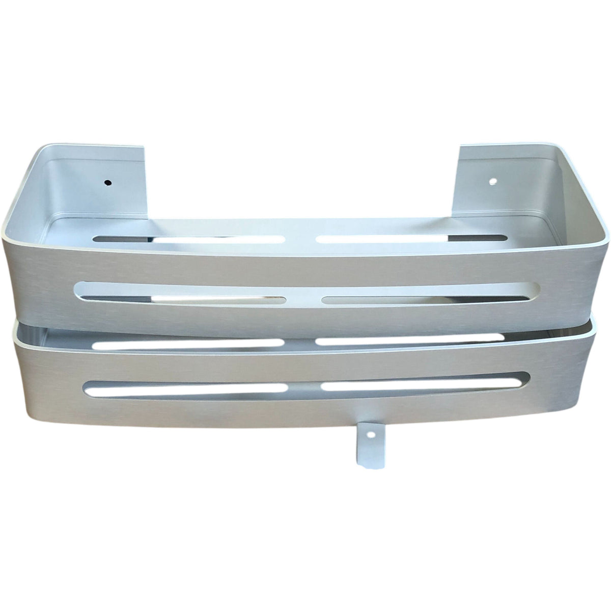 Bathroom Storage Shelves With Hooks Set Of Two Durable Metal Silver
