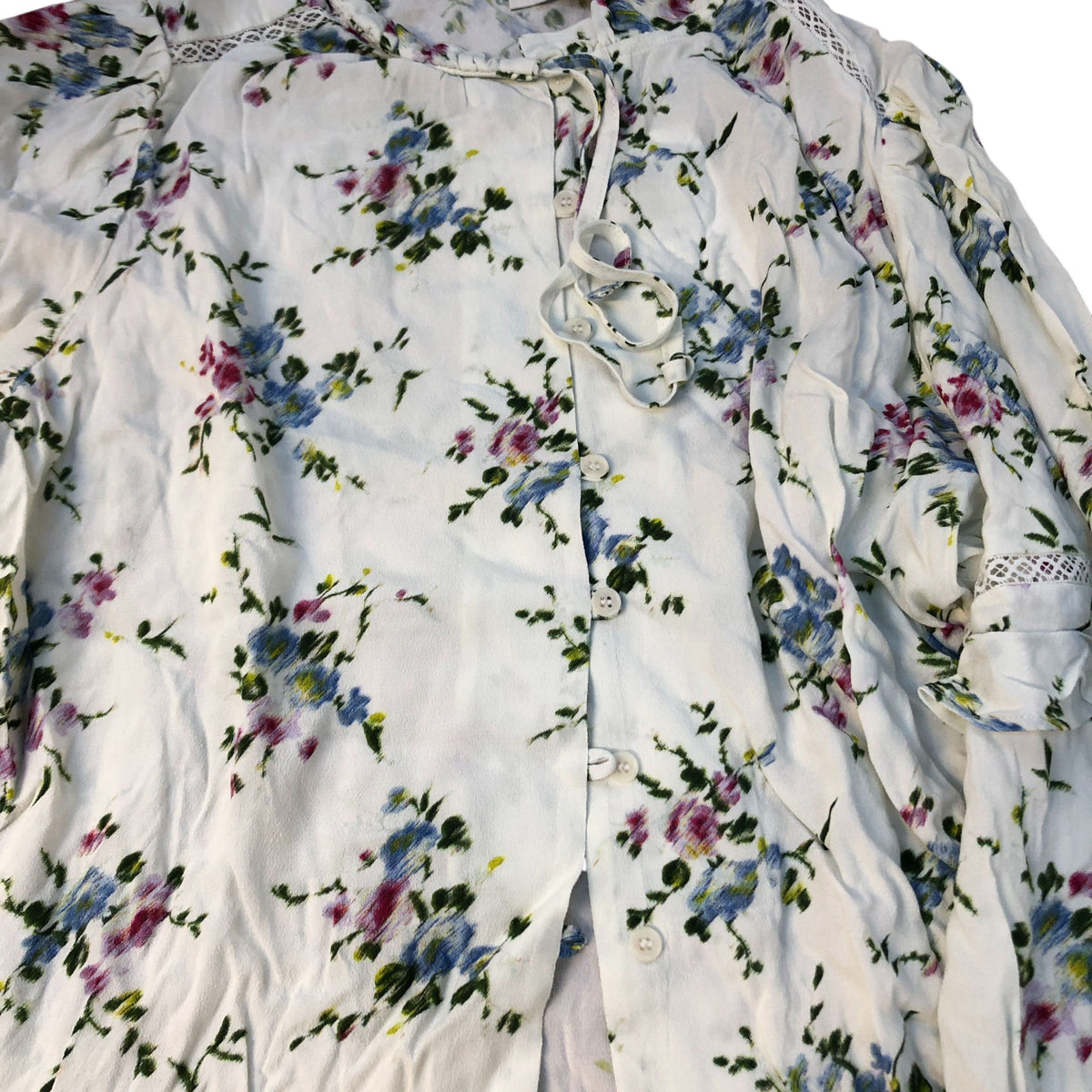 Baukjen Floral Print Blouse UK16 Women's Long Sleeve Viscose Cream Multicolour