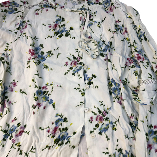 Baukjen Floral Print Blouse UK16 Women's Long Sleeve Viscose Cream Multicolour