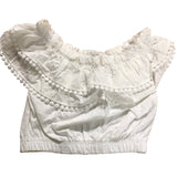 River Island Girls White Cotton Off Shoulder Top Size 5-6 Years Summer Style