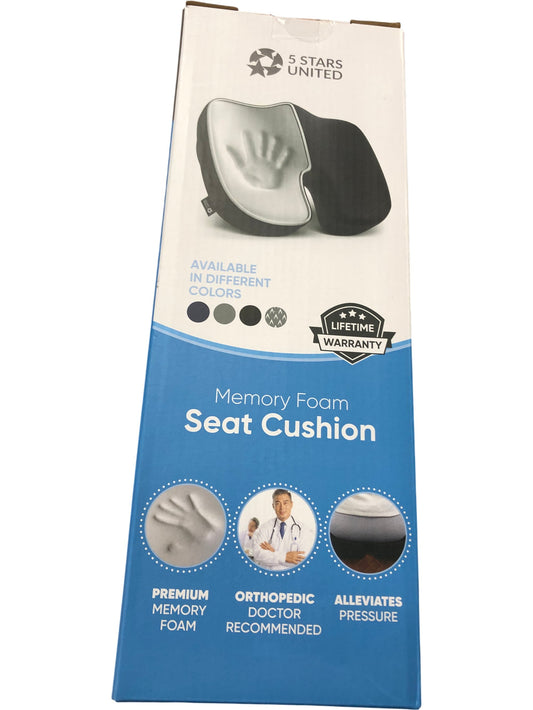 5 Stars United Memory Foam Seat Cushion Ergonomic Comfort Relief 16.5x18x4