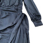 River Island Black Satin Midi Dress Puff Sleeve Size 6