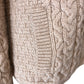 SAOL Ladies Side Zip Cardigan Merino Wool Beige Cable Knit Medium