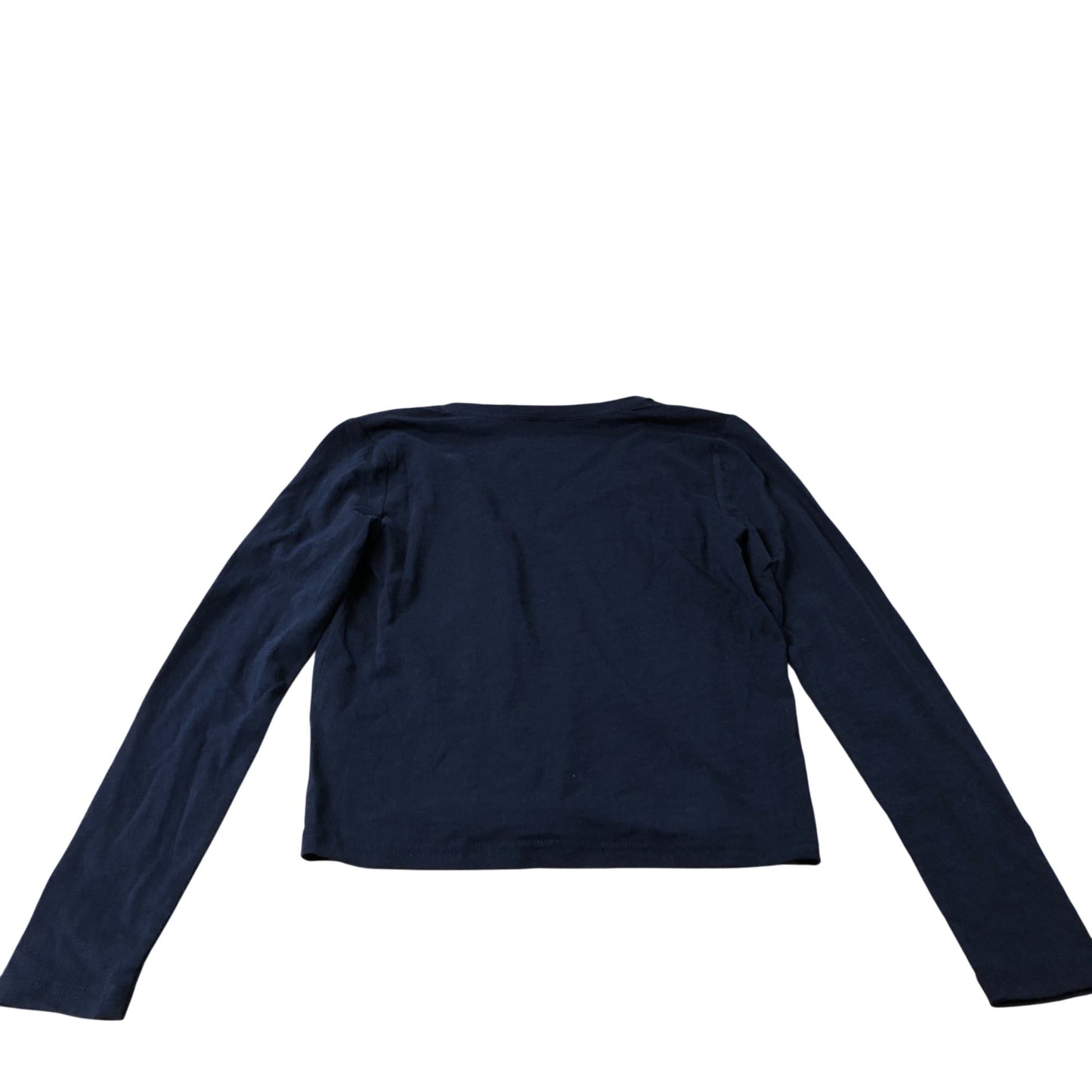 Long Sleeve V Neck Top UK Women's Navy Blue Cotton Blend UK6
