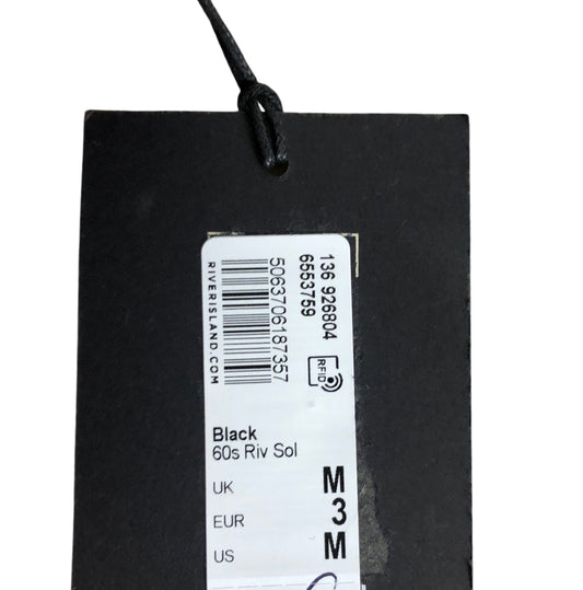 River Island Black 60s Rib Sol Top UK M Women's Stylish Ruffled Design