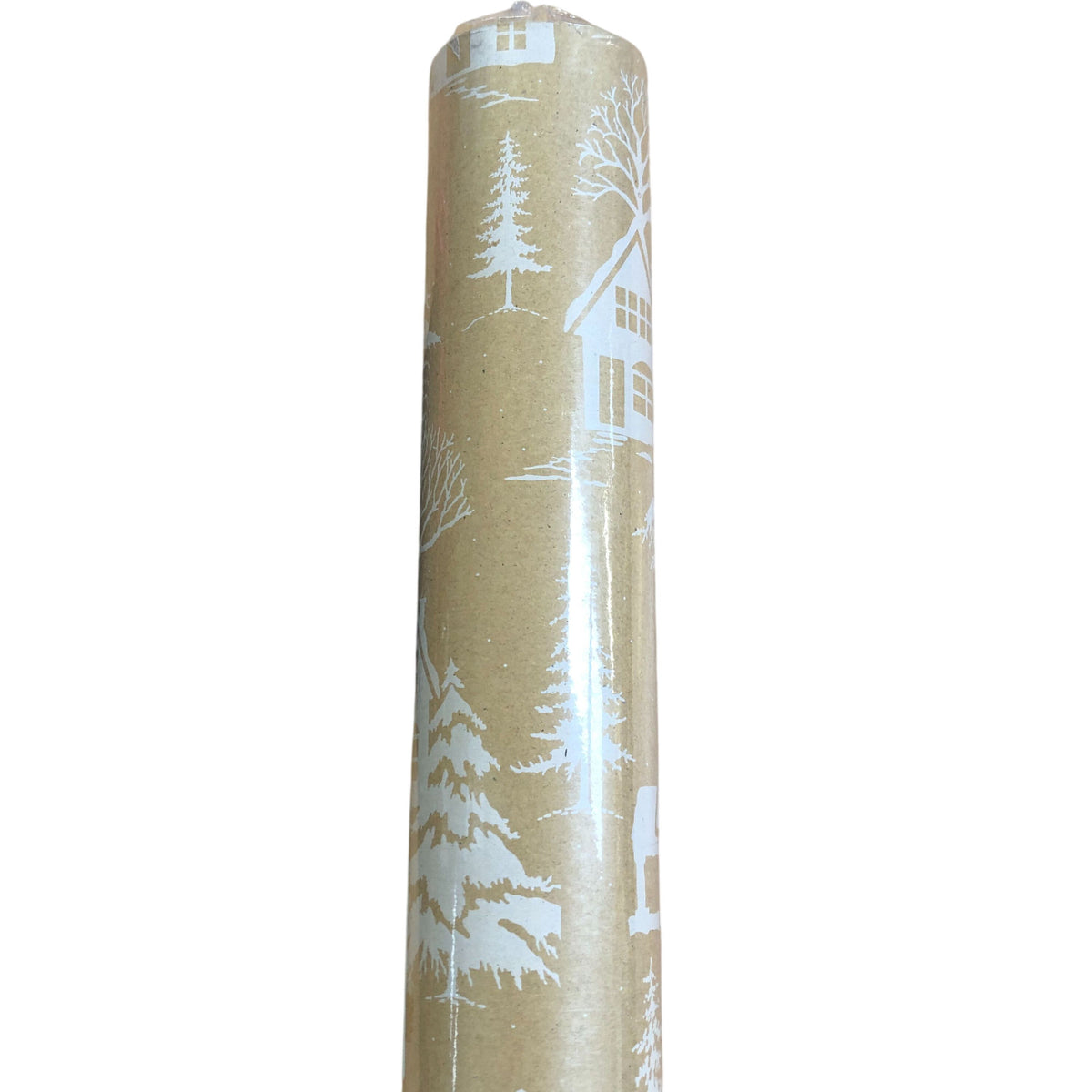 Decorative Brown Paper Christmas Wrap Winter Scene 12 Metre Roll