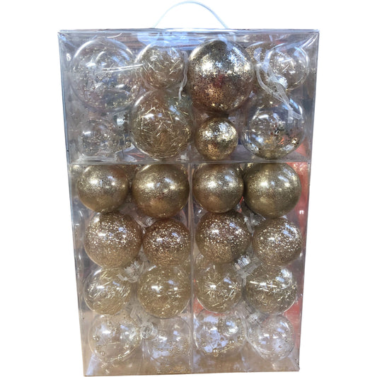 Sea Team 48-Pack Shatterproof Christmas Baubles Champagne