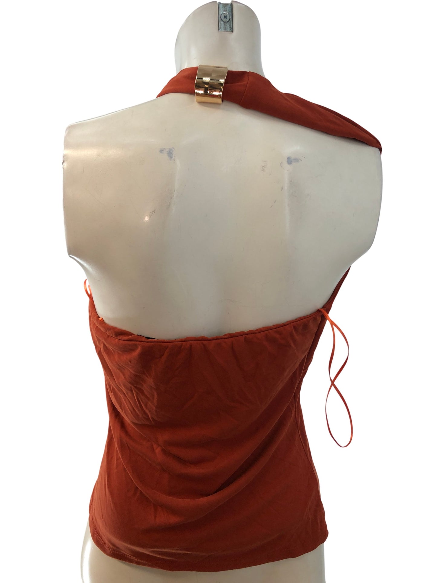 River Island Dark Tropics Halter Neck Top UKM Women's Orange/Red Modal Blend