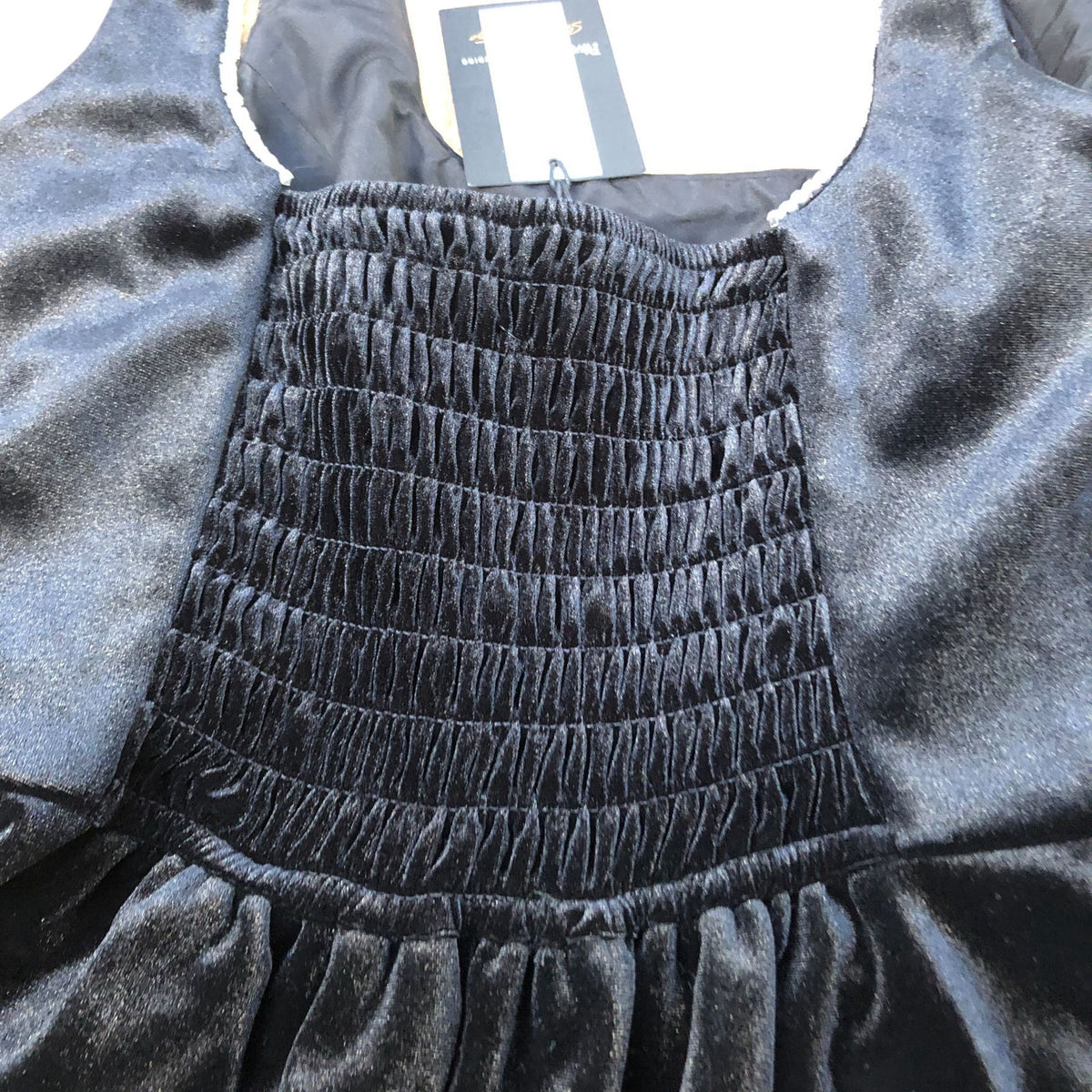 River Island Black Velour Dress Women's Adjustable Straps Flared Skirt