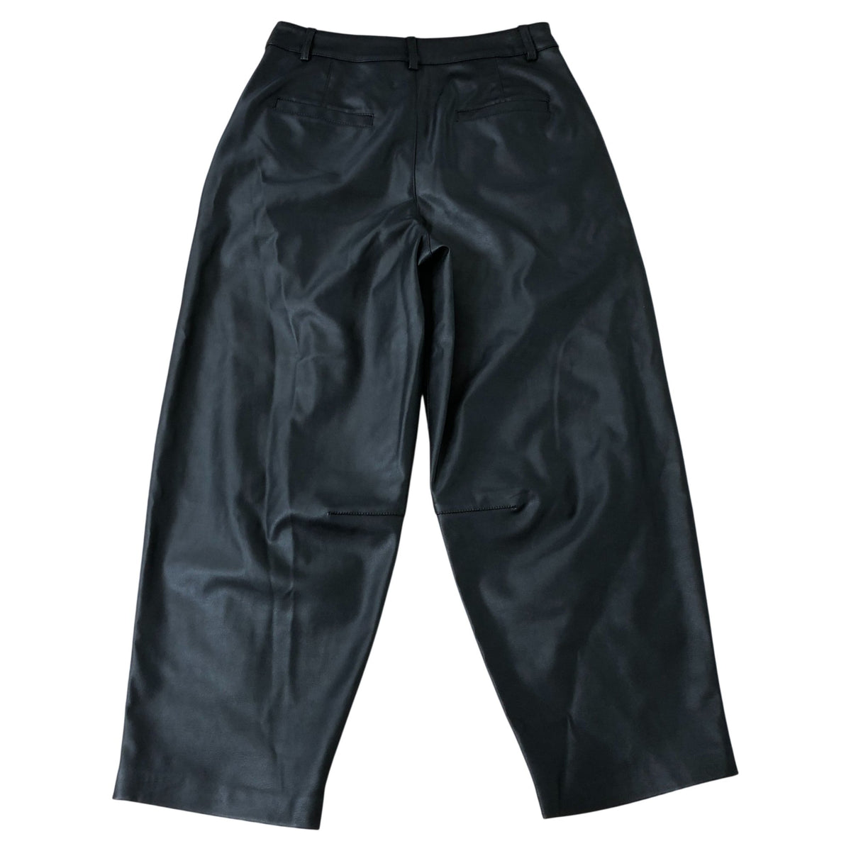 River Island Women's Black Trousers Faux Leather High Waist Cropped Size 8