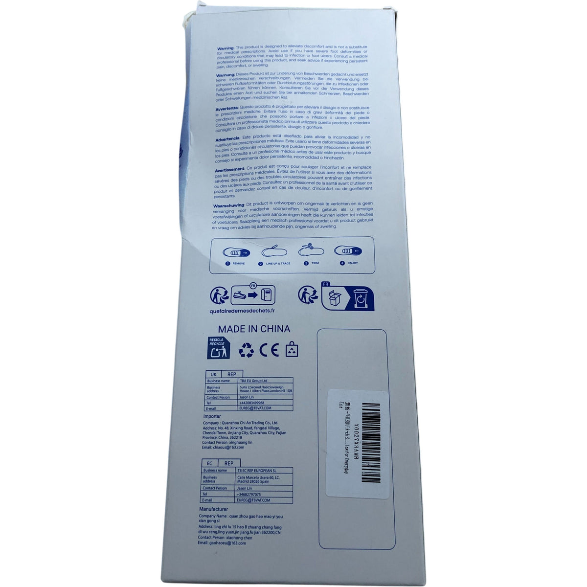 Vansole Fascia Soothe Insoles UK11 Comfortable Foot Support Blue