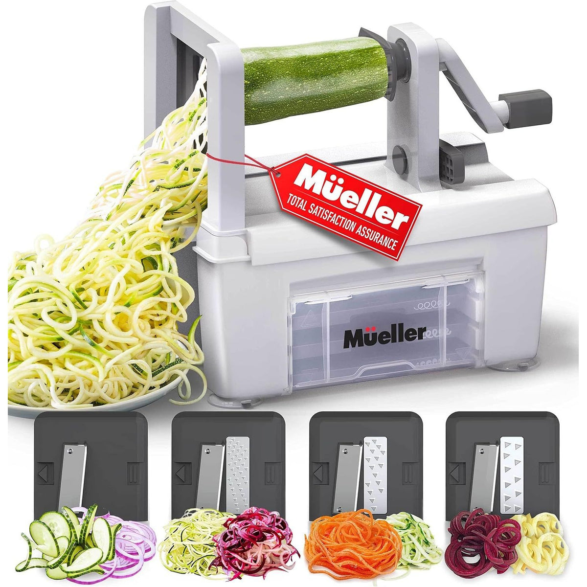 Mueller Spiral Pro 4 Blade Spiralizer Easy Assembly Safe Storage