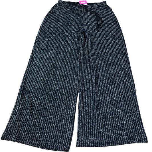 Wide Leg Trousers Size 10 Women's Black Vertical Stripe Casual Style