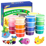 Qmay 24 Colours Air Dry Clay Ultra Soft Non Toxic Modelling Arts and Crafts Set