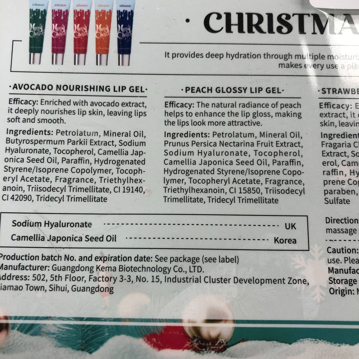KORMESIC Christmas Lip Gel Set 5 Flavours Moisturising Lip Care Collection