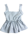 River Island Blue Gingham Top UK S Women's Sleeveless Peplum Style Cotton