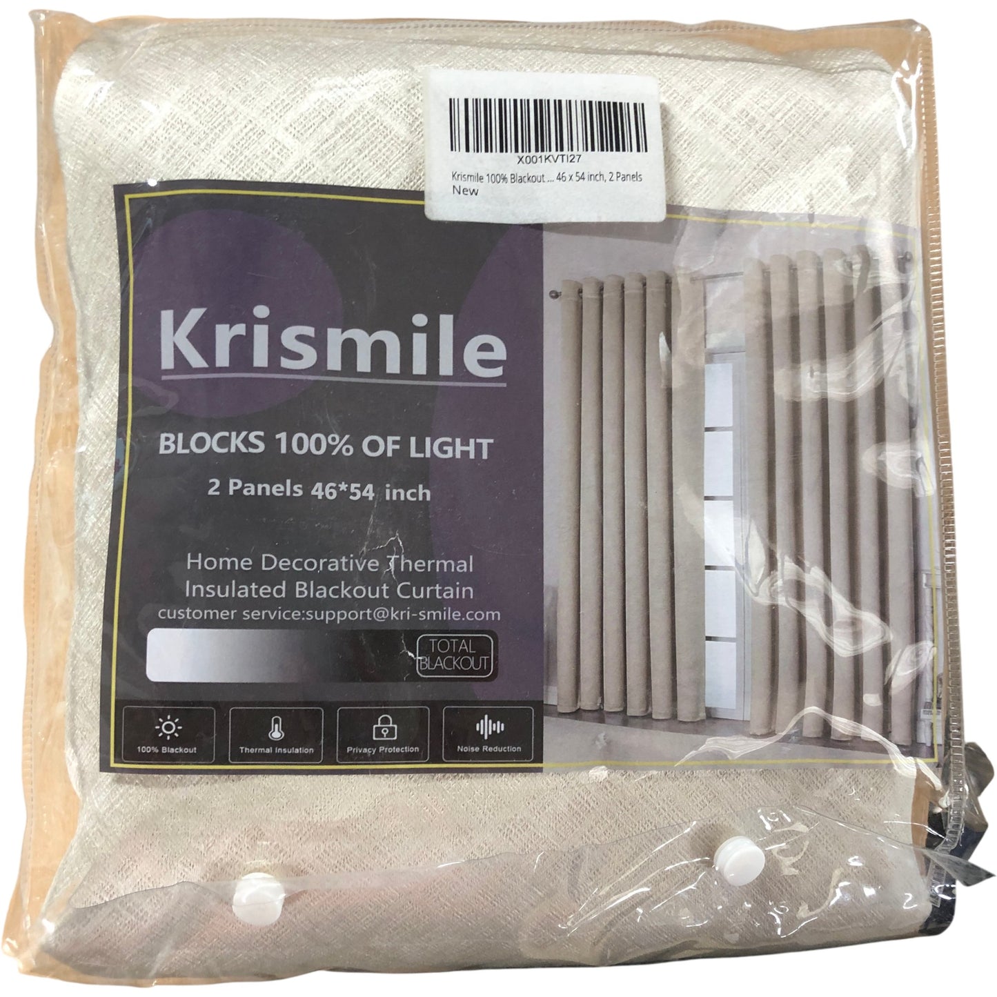 KRISMILE 100% Blackout Curtains 2 Panels 46x54 Inch Thermal Insulated