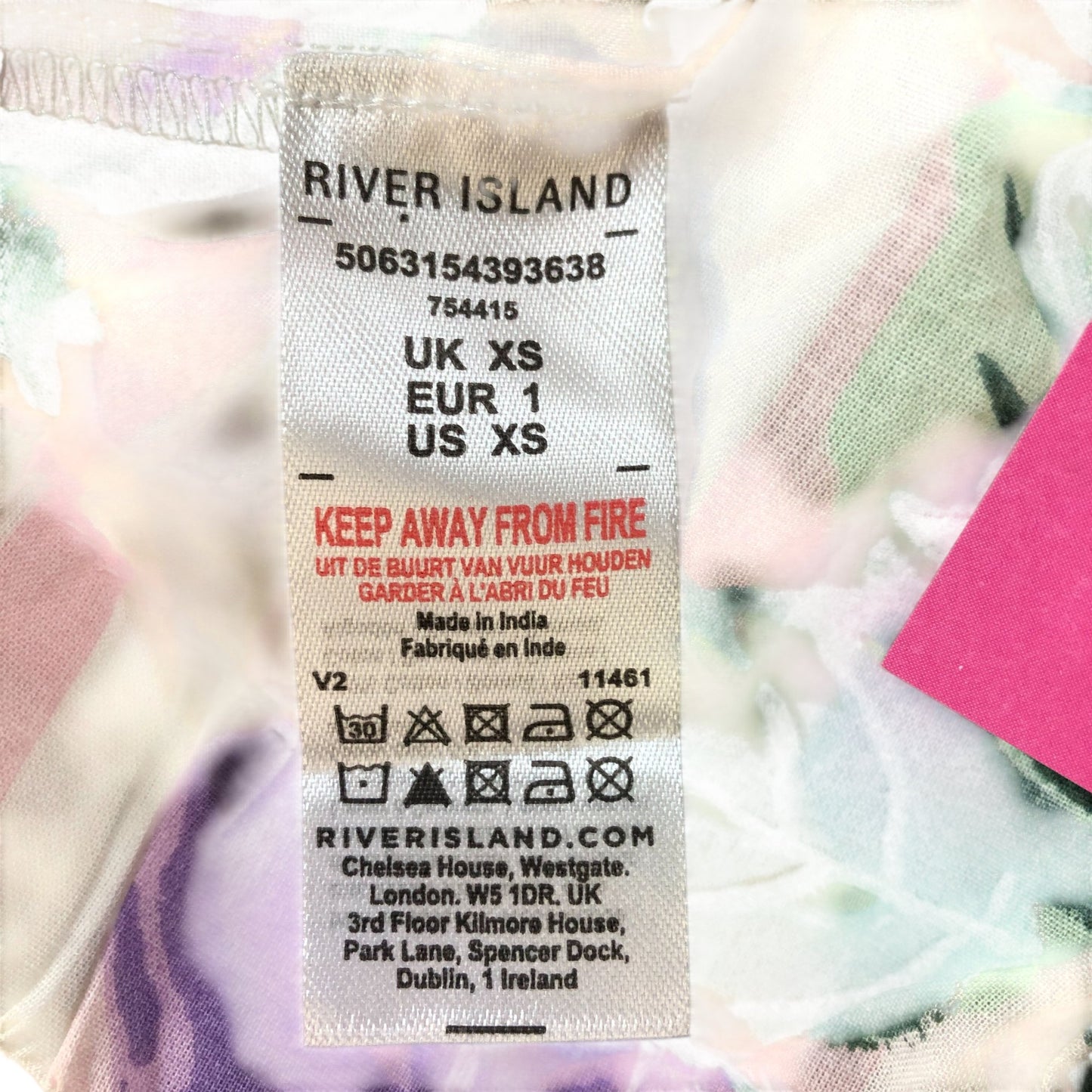 River Island XS Women's Floral Print Frill Shorts Pink Cotton Summer