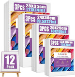 PUOPOSTY 12 Value Park Stretched Canvases Multi Size 5X7 8X10 9X12 Cotton Blank