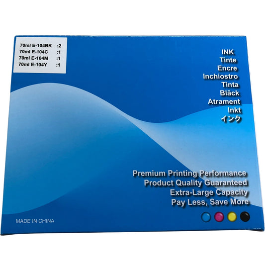 Premium EPT104 Ink Set 5 Pack 70ml Compatible With T104 Series Printers