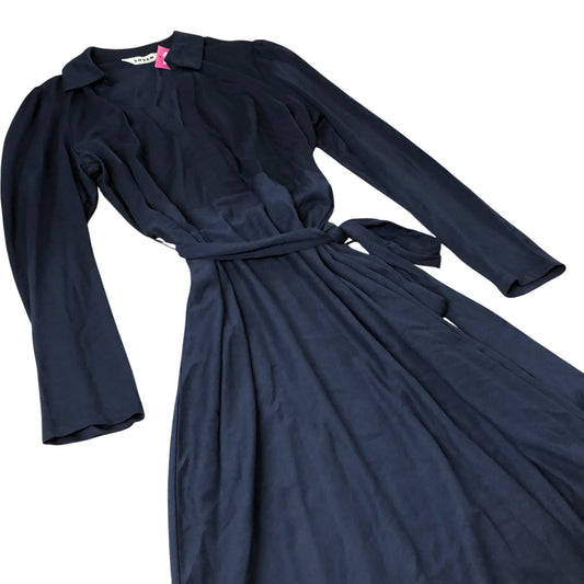 Boden Long Sleeve Wrap Dress Women's Navy Tencel Cotton Blend UK12