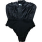 River Island UK14 Women's Black Bodysuit Plunge Shoulder Pads