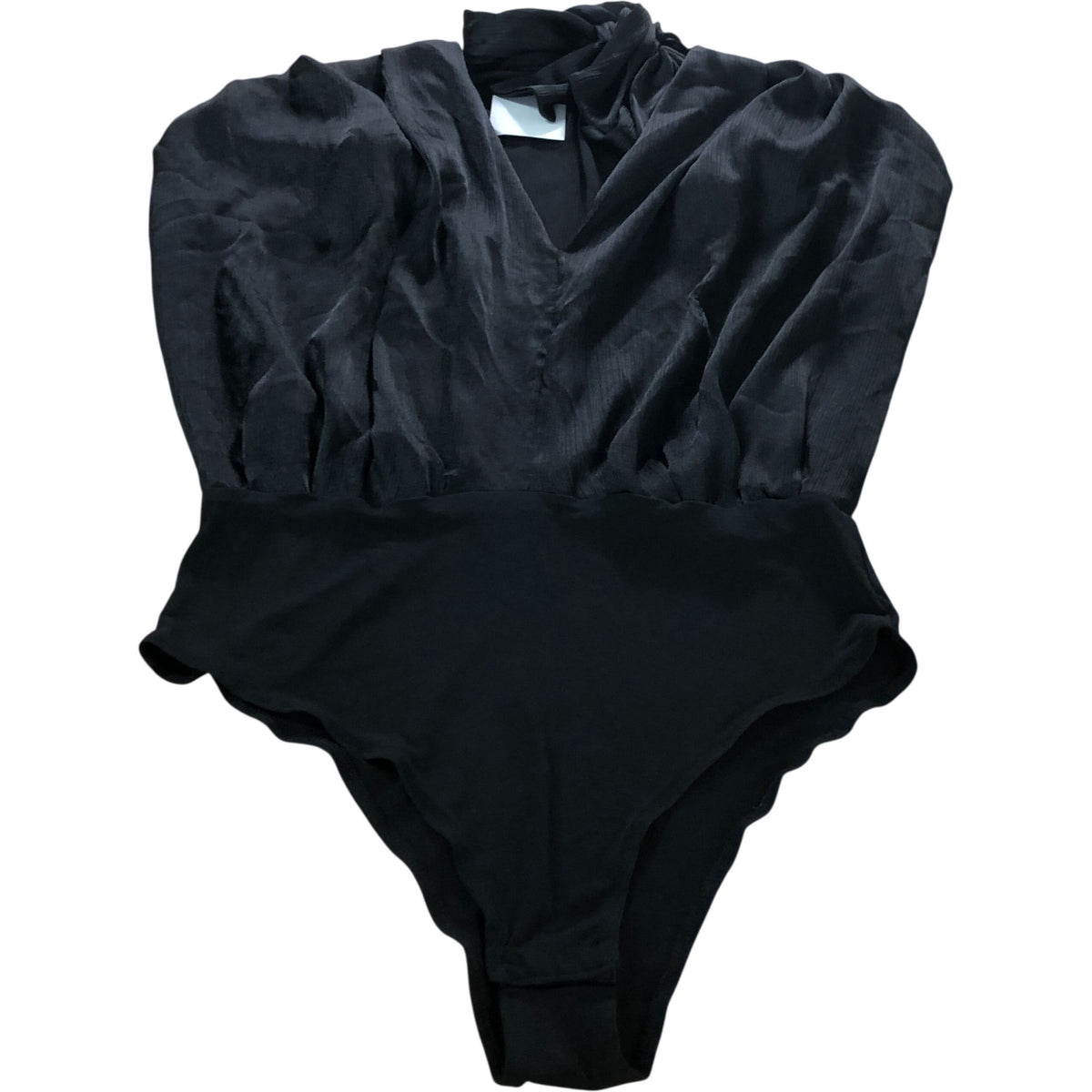 River Island UK14 Women's Black Bodysuit Plunge Shoulder Pads