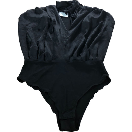 River Island UK14 Women's Black Bodysuit Plunge Shoulder Pads