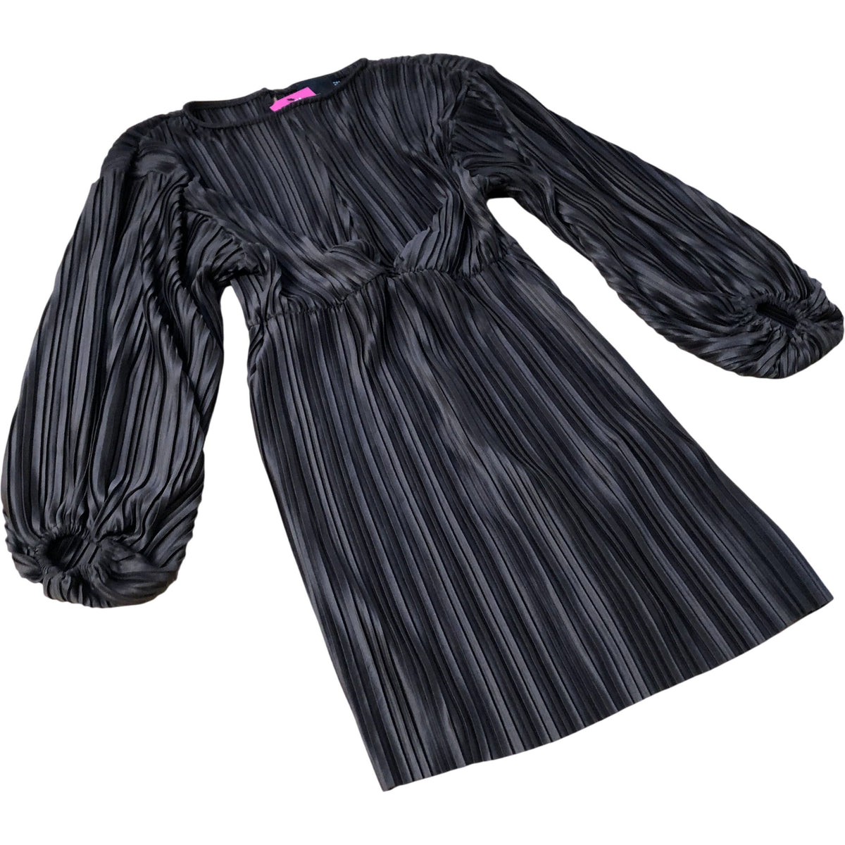 ASOS Design Pleated Dress UK 8 Women's Long Sleeve Brown Polyester