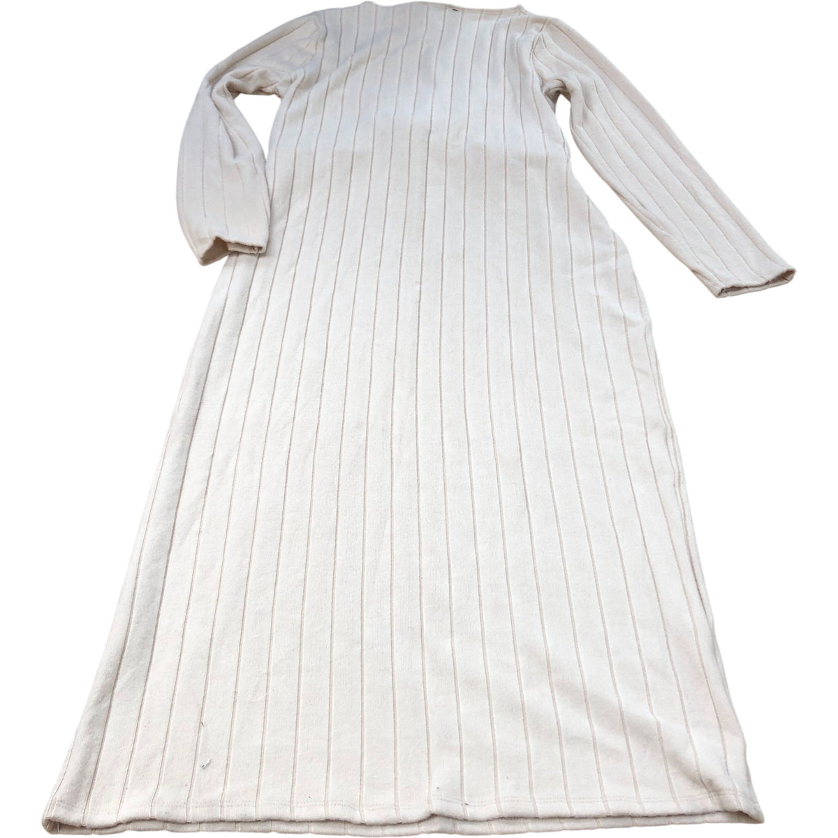 River Island Long Sleeve Midi Dress Women's Knotted Beige Ribbed Style