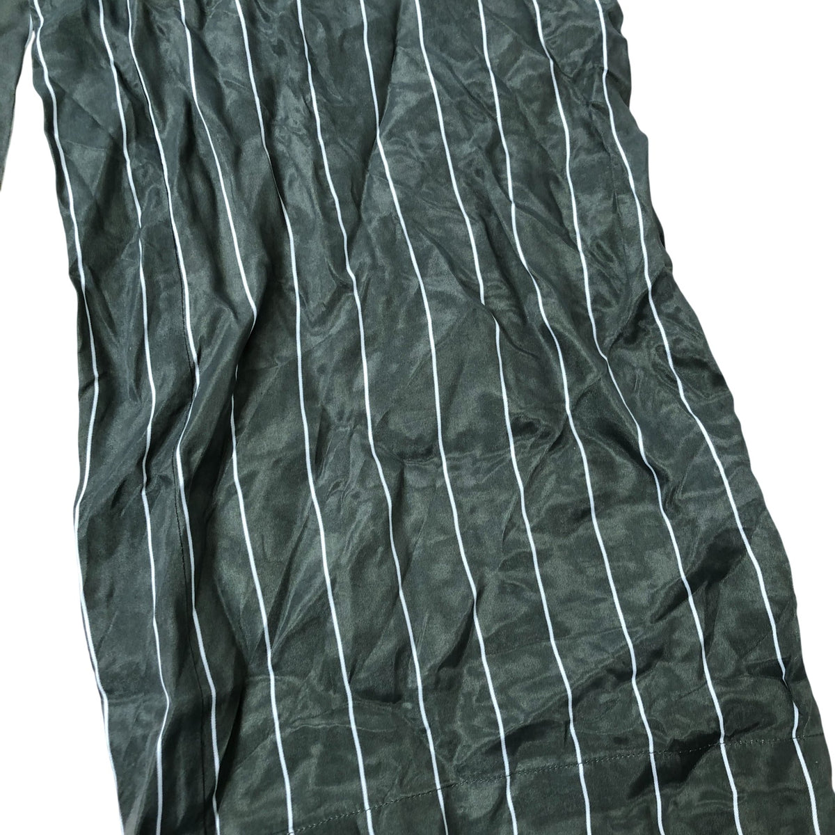 Striped Trousers XS Long Women's Pleated Lightweight Green Fabric
