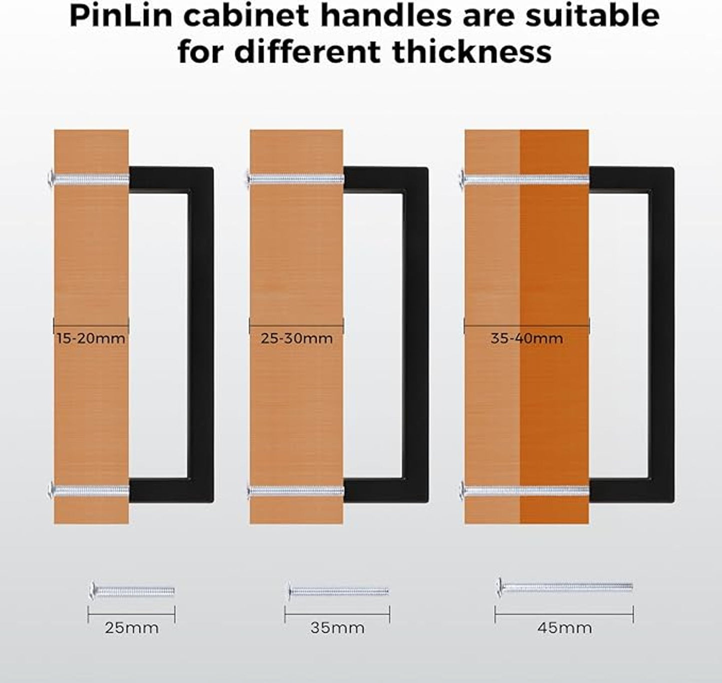 PinLin Matte Black Cabinet Handles Set Modern Design 30 Pack