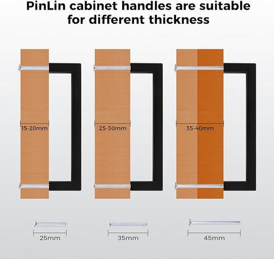 PinLin Matte Black Cabinet Handles Set Modern Design 30 Pack