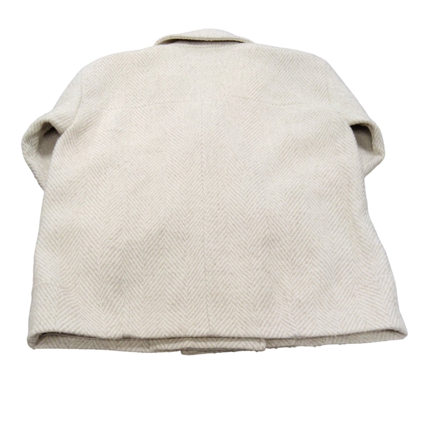 Stylish Women's Herringbone Coat Size L Warm Thick Outerwear Beige Jacket