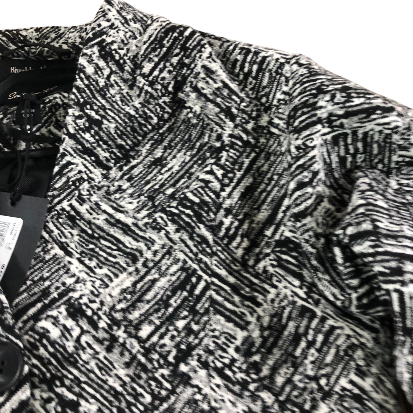 River Island Women's Cropped Jacket Black White Pattern Long Sleeve Size 14