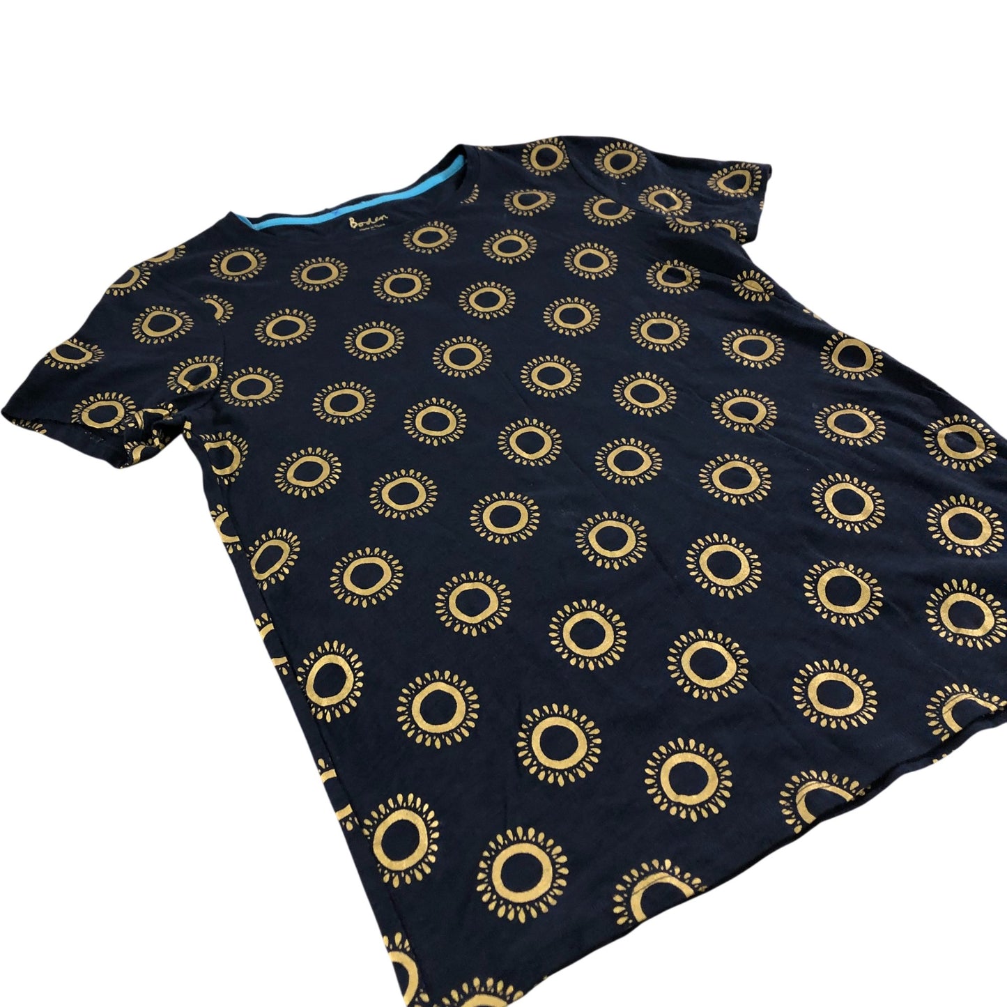 Boden Women's Cotton T-Shirt Navy Blue Patterned Short Sleeve Top UK12