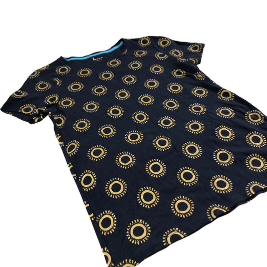 Boden Women's Cotton T-Shirt Navy Blue Patterned Short Sleeve Top UK12