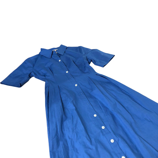 Boden Women's Blue Shirt Dress Short Sleeve 100% Cotton Button Up UK12