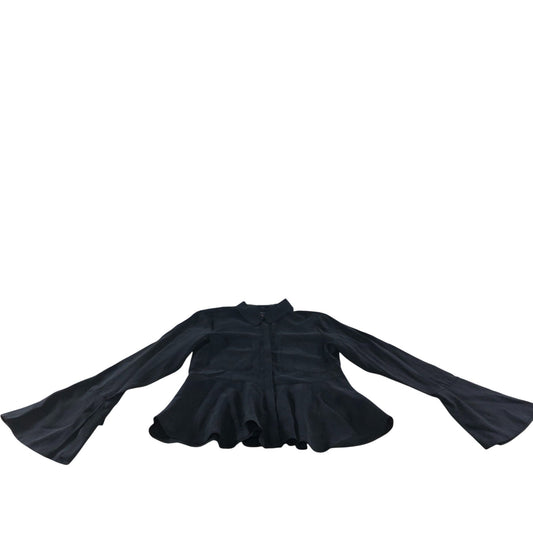 River Island UK8 Women's Black Bell Sleeve Peplum Blouse