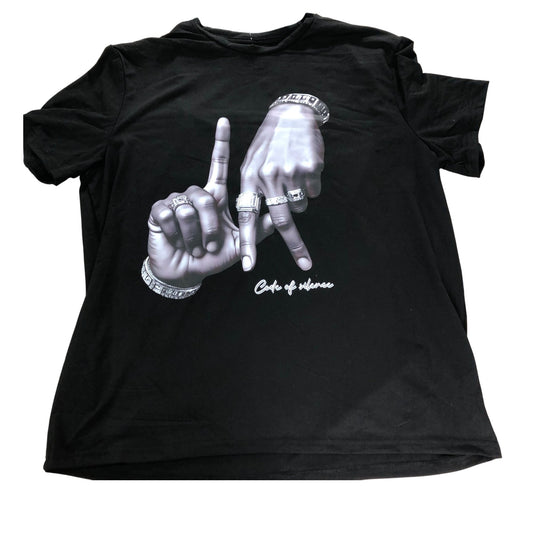 Manfinity Black Graphic T-Shirt Code Of Silence Men's Short Sleeve XXL