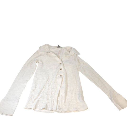 River Island UK6 Women's White Long Sleeve Shirt Textured Fabric Button Up