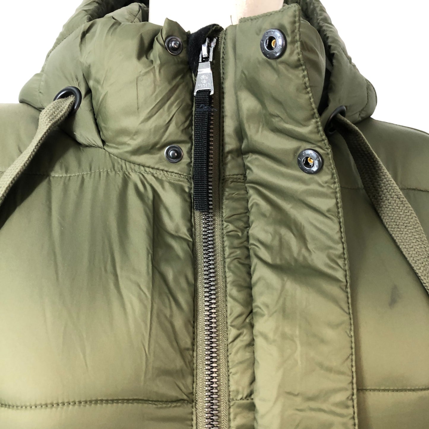 Tog24 Women's Puffer Jacket Olive Green Long Coat Hooded Warm Size 8