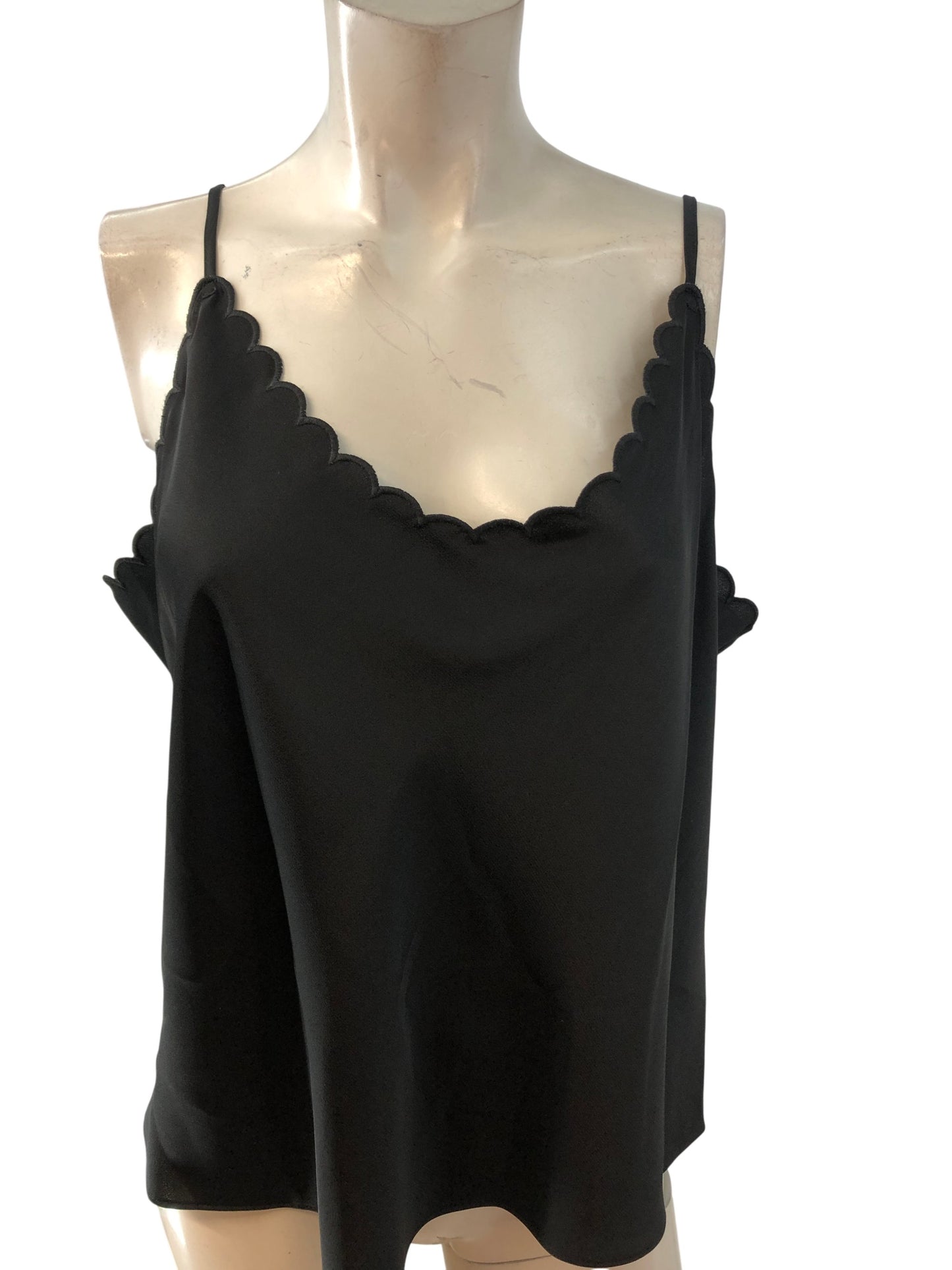 River Island Black Camisole Top UK18 Women's Scallop Hem Sleeveless Fashion