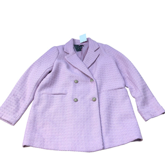 Double Breasted Blazer UK Size 12Women's Textured Peacoat Pink