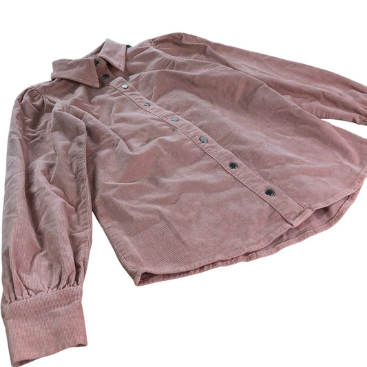 Branded Pink Cord Shirt Women's Long Sleeve Button Up Collared Top UK12